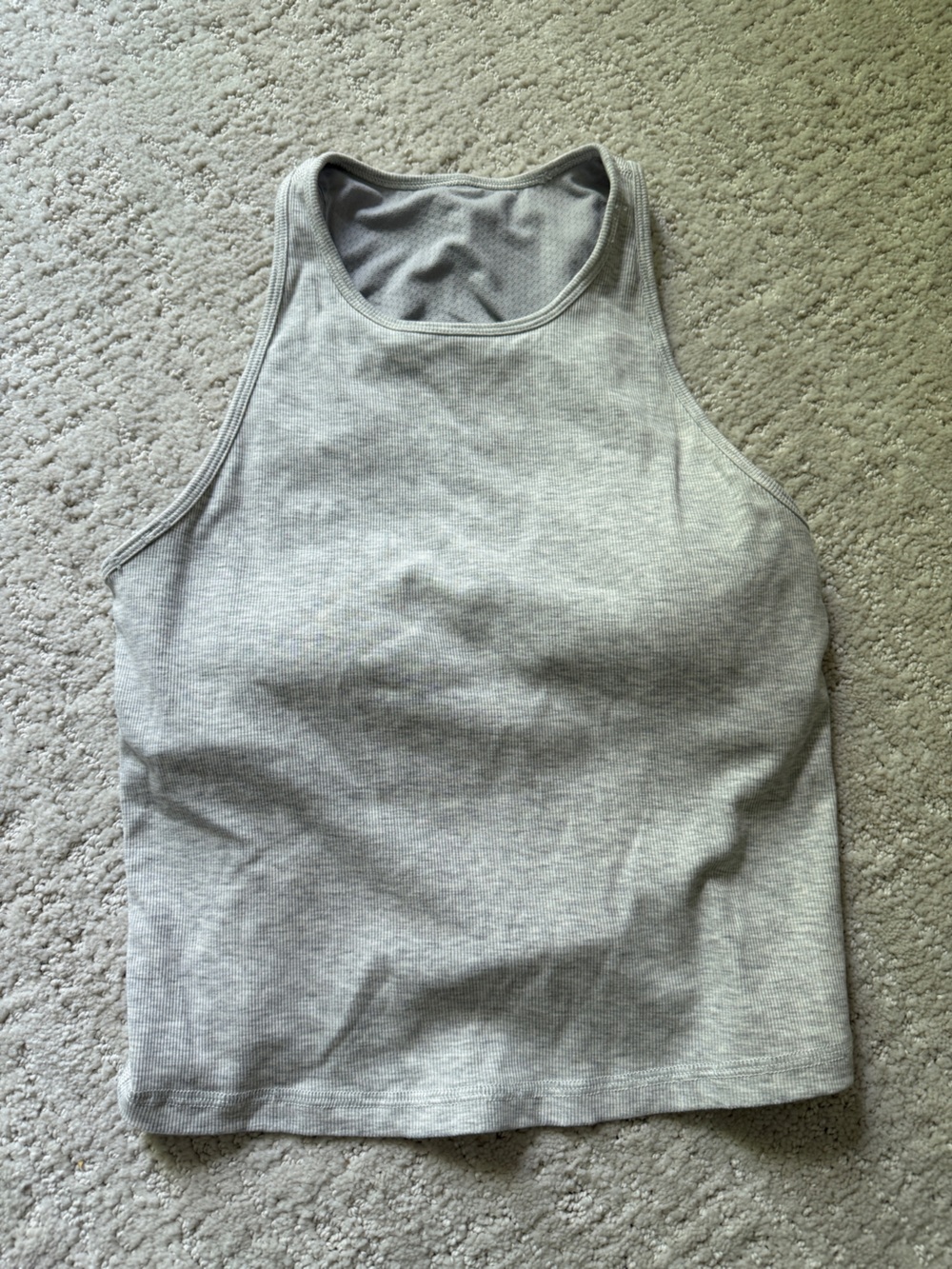 Vuori Pose Plyo Grey Ribbed Cropped Tank Top - Picture 2 of 3